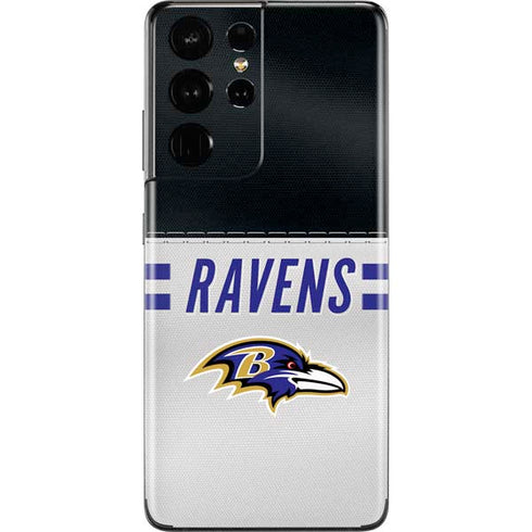 NFL Baltimore Ravens White Striped Galaxy S21 Ultra 5G Skin