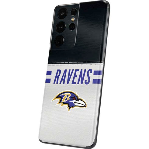 NFL Baltimore Ravens White Striped Galaxy S21 Ultra 5G Skin