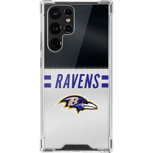 NFL Baltimore Ravens White Striped Galaxy S22 Ultra Clear Case