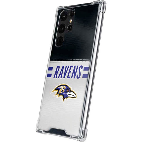 NFL Baltimore Ravens White Striped Galaxy S22 Ultra Clear Case