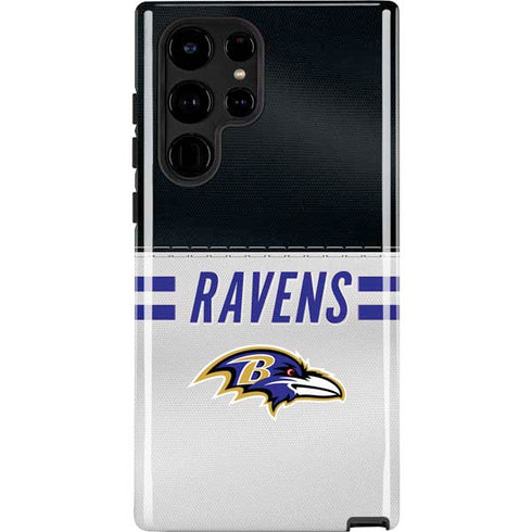 NFL Baltimore Ravens White Striped Galaxy S22 Ultra Pro Case