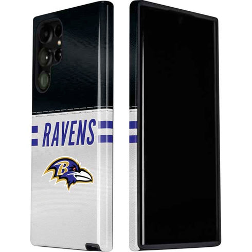 NFL Baltimore Ravens White Striped Galaxy S22 Ultra Pro Case