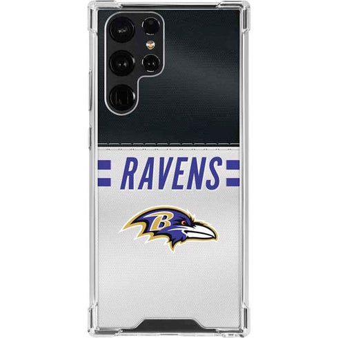 NFL Baltimore Ravens White Striped Galaxy S24 Ultra Clear Case