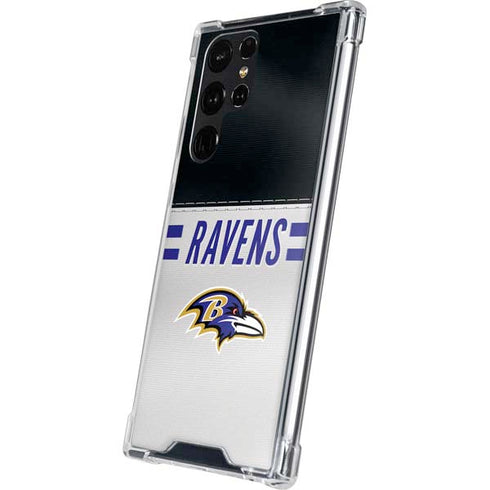 NFL Baltimore Ravens White Striped Galaxy S24 Ultra Clear Case
