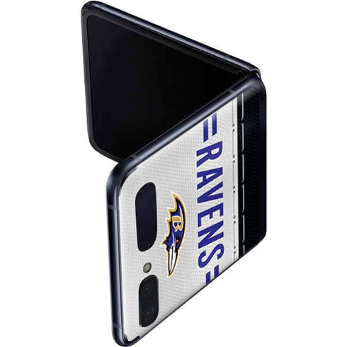 NFL Baltimore Ravens White Striped Galaxy Z Flip Skin