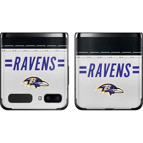 NFL Baltimore Ravens White Striped Galaxy Z Flip Skin