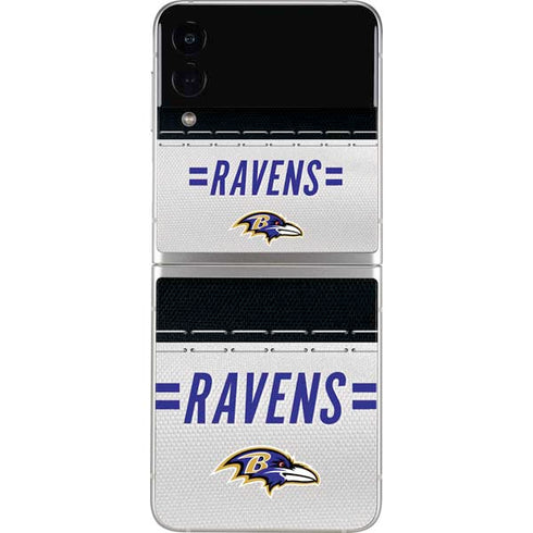 NFL Baltimore Ravens White Striped Galaxy Z Flip3 5G Skin