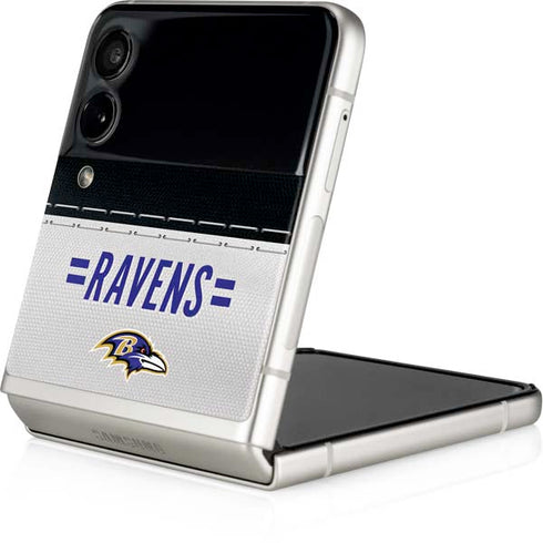 NFL Baltimore Ravens White Striped Galaxy Z Flip3 5G Skin