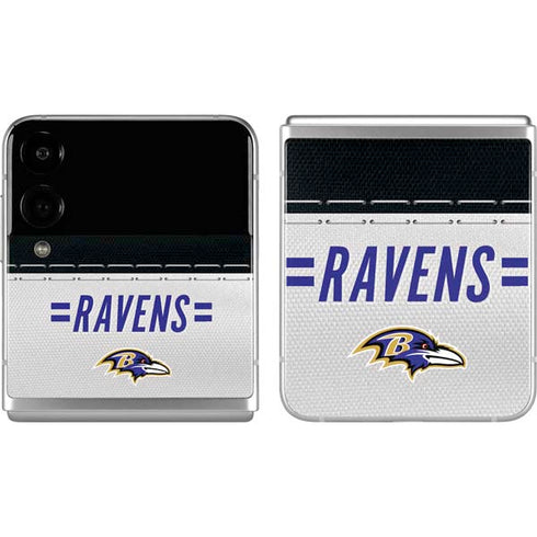 NFL Baltimore Ravens White Striped Galaxy Z Flip4 5G Skin