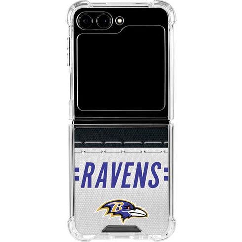 NFL Baltimore Ravens White Striped Galaxy Z Flip5 5G Clear Case