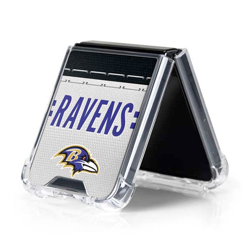 NFL Baltimore Ravens White Striped Galaxy Z Flip5 5G Clear Case