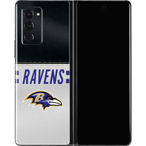 NFL Baltimore Ravens White Striped Galaxy Z Fold2 5G Skin