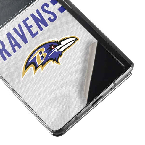 NFL Baltimore Ravens White Striped Galaxy Z Fold2 5G Skin