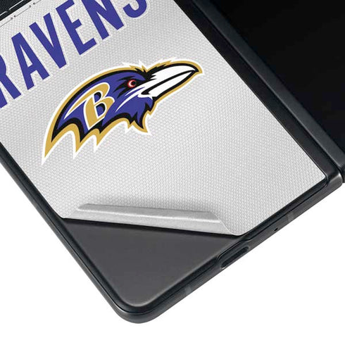NFL Baltimore Ravens White Striped Galaxy Z Fold3 5G Skin