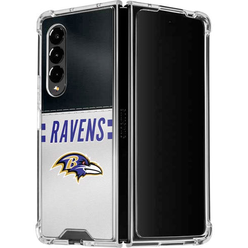 NFL Baltimore Ravens White Striped Galaxy Z Fold4 5G Clear Case