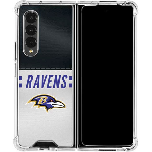 NFL Baltimore Ravens White Striped Galaxy Z Fold4 5G Clear Case