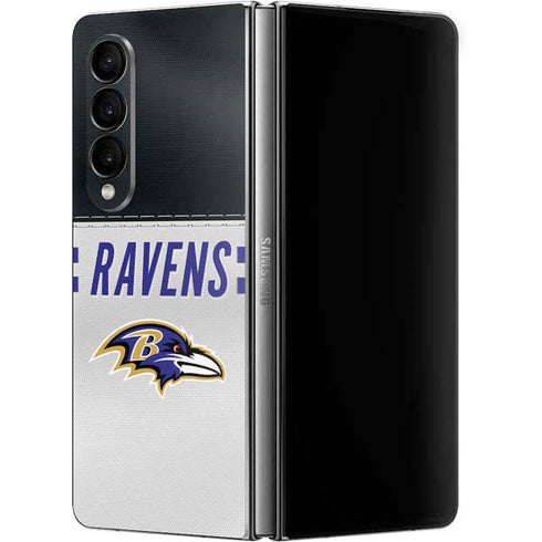 NFL Baltimore Ravens White Striped Galaxy Z Fold4 5G Skin