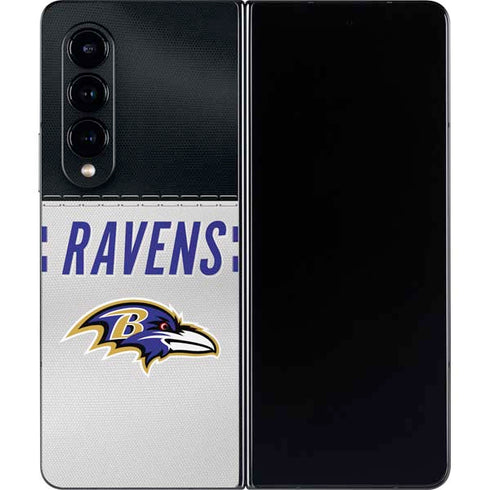 NFL Baltimore Ravens White Striped Galaxy Z Fold4 5G Skin