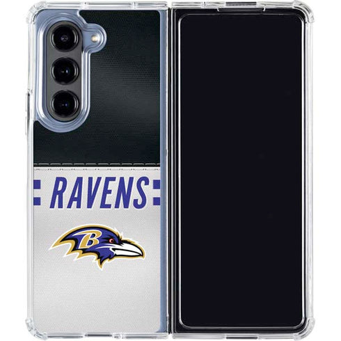 NFL Baltimore Ravens White Striped Galaxy Z Fold5 5G Clear Case
