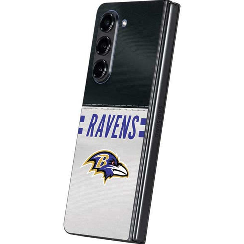 NFL Baltimore Ravens White Striped Galaxy Z Fold5 5G Skin