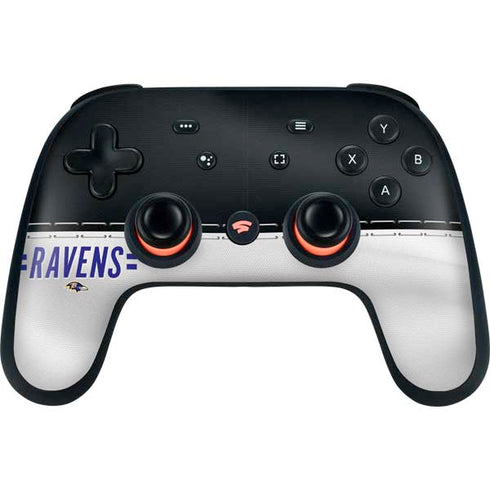 NFL Baltimore Ravens White Striped Google Stadia Controller Skin