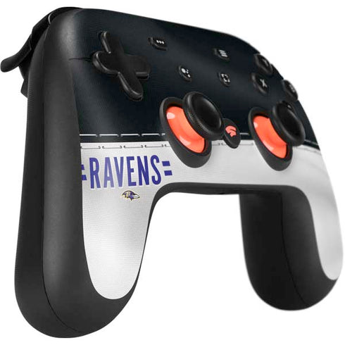 NFL Baltimore Ravens White Striped Google Stadia Controller Skin