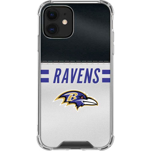 NFL Baltimore Ravens White Striped iPhone 12 Clear Case