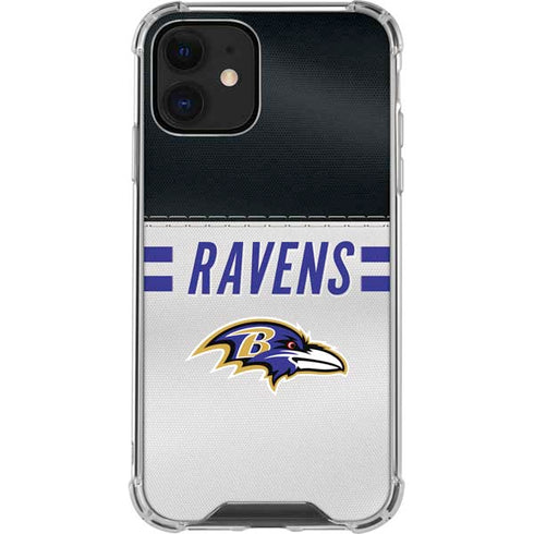 NFL Baltimore Ravens White Striped iPhone 12 Mini Clear Case