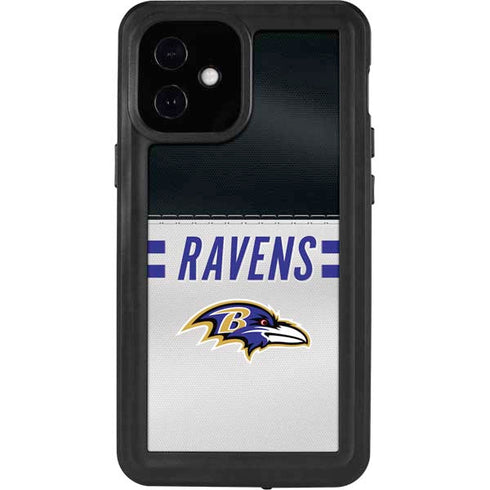 NFL Baltimore Ravens White Striped iPhone 12 Mini Waterproof Case