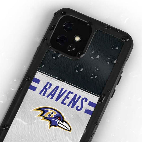 NFL Baltimore Ravens White Striped iPhone 12 Mini Waterproof Case