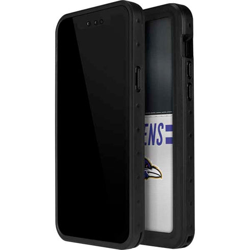 NFL Baltimore Ravens White Striped iPhone 12 Pro Waterproof Case