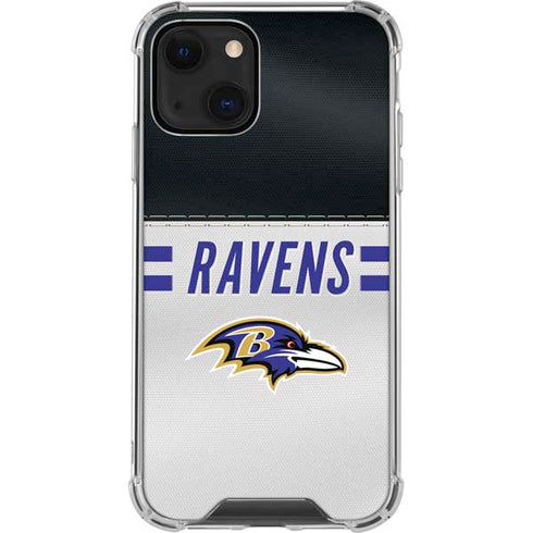 NFL Baltimore Ravens White Striped iPhone 13 Mini Clear Case