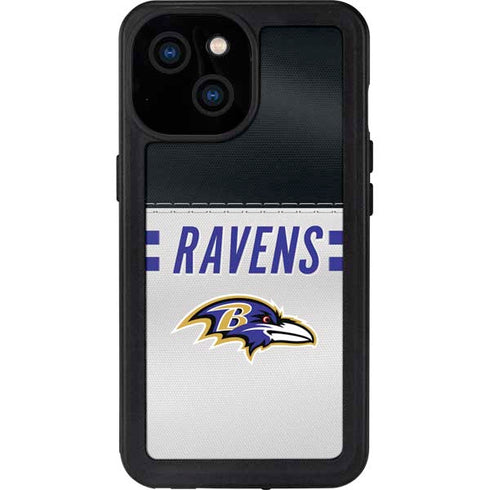 NFL Baltimore Ravens White Striped iPhone 13 Mini Waterproof Case