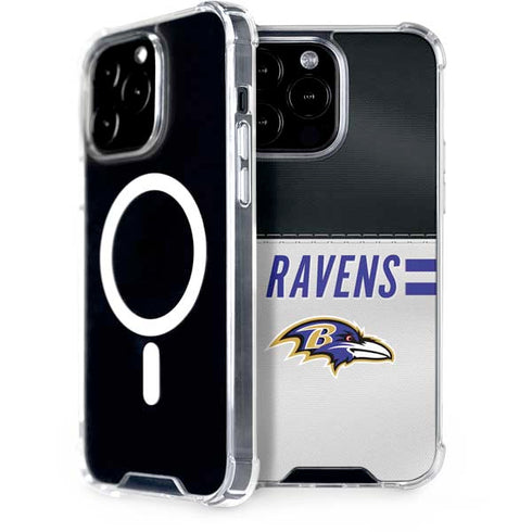 NFL Baltimore Ravens White Striped iPhone 13 Pro Max MagSafe Case