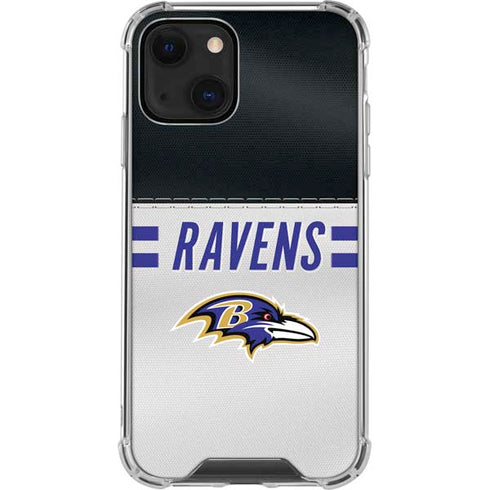 NFL Baltimore Ravens White Striped iPhone 14 Clear Case
