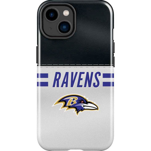 NFL Baltimore Ravens White Striped iPhone 15 Plus Impact Case