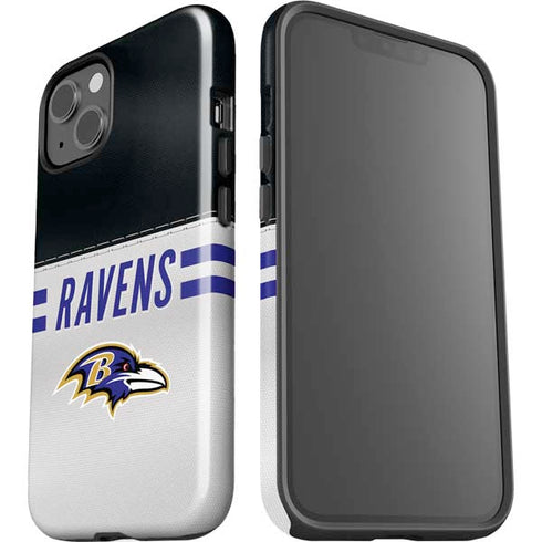 NFL Baltimore Ravens White Striped iPhone 15 Plus Impact Case