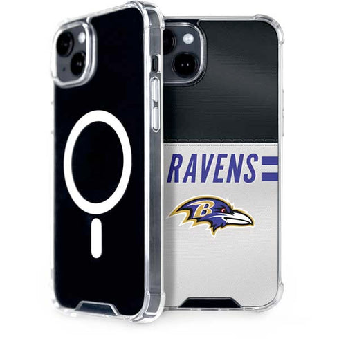 NFL Baltimore Ravens White Striped iPhone 14 Plus MagSafe Case