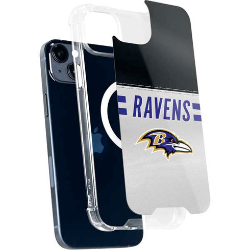NFL Baltimore Ravens White Striped iPhone 15 Plus MagSafe Case