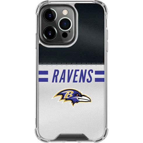 NFL Baltimore Ravens White Striped iPhone 15 Pro Clear Case