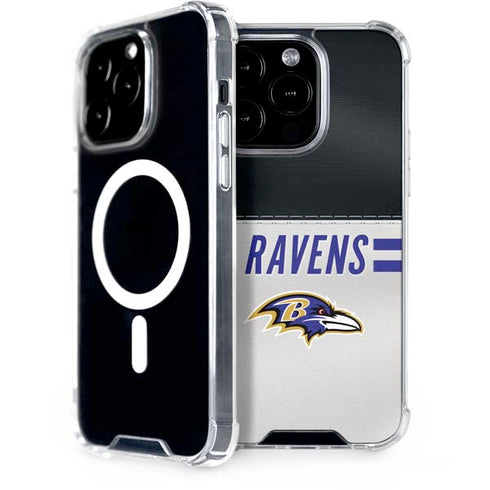 NFL Baltimore Ravens White Striped iPhone 15 Pro MagSafe Case