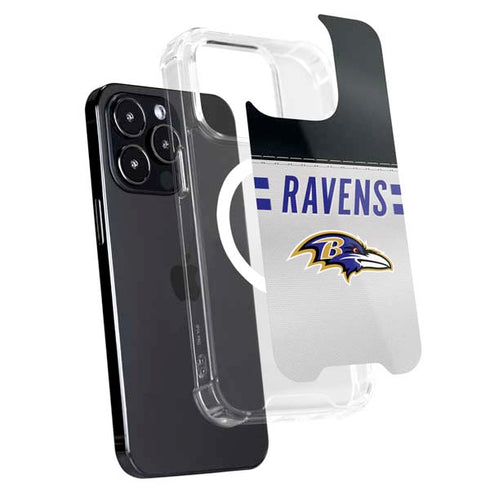 NFL Baltimore Ravens White Striped iPhone 14 Pro MagSafe Case