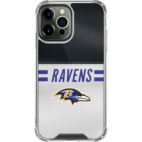 NFL Baltimore Ravens White Striped iPhone 14 Pro Max Clear Case