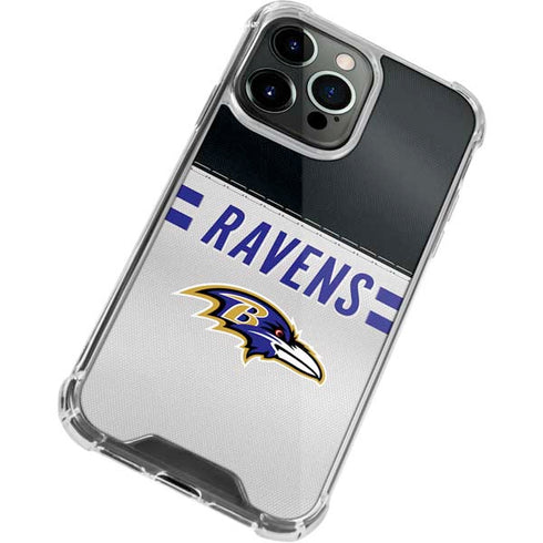 NFL Baltimore Ravens White Striped iPhone 15 Pro Max Clear Case