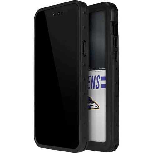 NFL Baltimore Ravens White Striped iPhone 14 Pro Max Waterproof Case