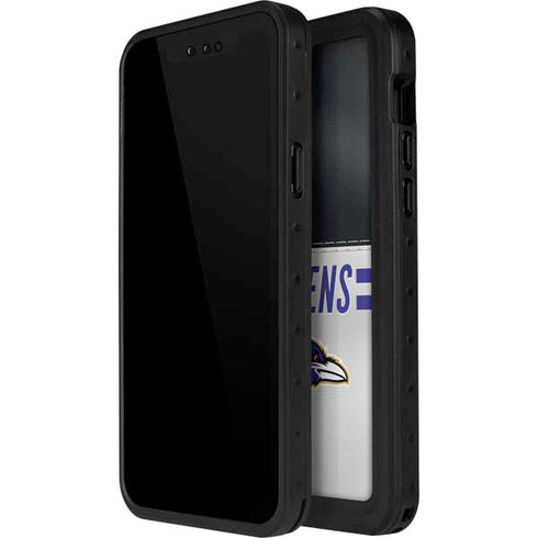 NFL Baltimore Ravens White Striped iPhone 14 Pro Waterproof Case