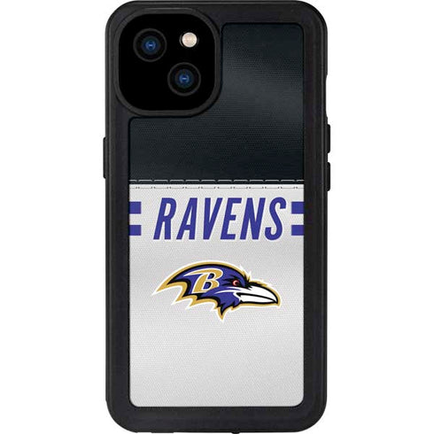 NFL Baltimore Ravens White Striped iPhone 15 Plus Waterproof Case
