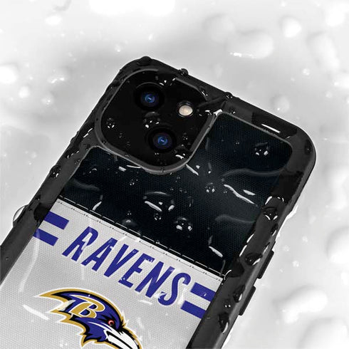 NFL Baltimore Ravens White Striped iPhone 15 Plus Waterproof Case