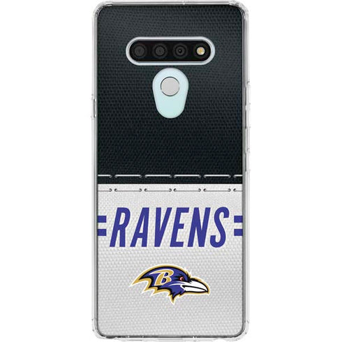 NFL Baltimore Ravens White Striped LG Stylo 6 Clear Case