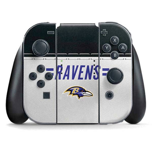 NFL Baltimore Ravens White Striped Nintendo Switch (2017-2021) Joy-Con Controller Skin